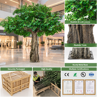 Grand arbre artificiel Banyan avec racines aériennes, feuillage luxuriant et réaliste, personnalisable pour la décoration intérieure des centres commerciaux, hôtels et restaurants