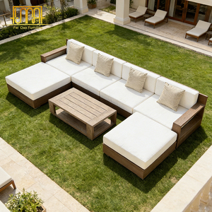 Muebles de exterior de <span class=keywords><strong>madera</strong></span> de teca para jardín, cómodo conjunto de sofá cama en forma de L - Product Image 5