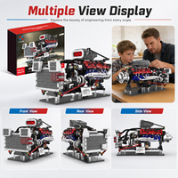 Modèle de moteur de voiture américain turbocompressé à manivelle DIY, blocs de construction en plastique ABS, transmission mécanique, jouet éducatif STEM