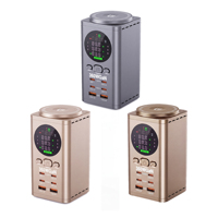 Station de charge GaN 7-en-1 360W pour ordinateur de bureau avec ports USB-C multi-ports, charge rapide, magnétique et horloge intégrée pour ordinateur portable, bureau et voyage