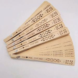 Abanicos Plegables de Madera Tallada, Decoración Personalizada para Bodas y Fiestas, Regalo para Despedida de Soltera, Logotipo Personalizado - Product Image 5