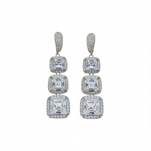 Boucles d'oreilles en or blanc Kens avec diamants taille princesse, couleur D, certifiées GIA, bijoux de luxe pour femmes, pour mariage - Product Image 1