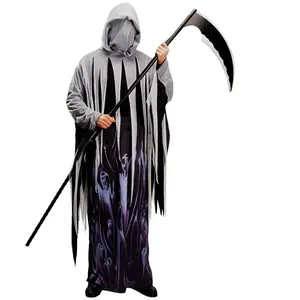 Baige Halloween Death Soul Reaper Ghoul Scythe Fancy Kostuum Mystieke Horror Grim Reaper Cosplay Kostuum Voor Mannen
