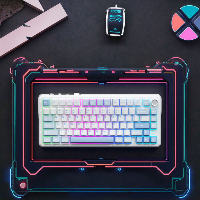 Customizable Red Kailh PBT 75% Programming Wireless RGB LED Backlight USB Port Mechanical Keyboard New Teclado Mecanico