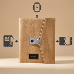 Nouvel Arrivage 2026 <span class=keywords><strong>Rongyi</strong></span> Carnet A5 96 Feuilles en Cuir avec Serrure Intelligente à Empreinte Digitale, Reliure Cousue et Power Bank Intégrée - Product Image 1