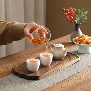 Bandeja de Té de Madera de Nogal Norteamericano, Forma Irregular, Duradera, para Servir Té y Aperitivos, Ideal para la Hora del Té - Product Image 4