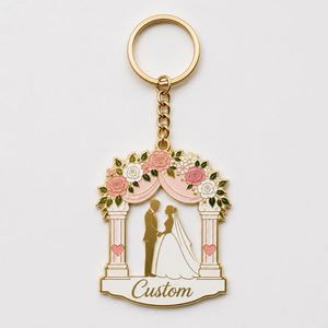 Manufacturer Custom Wholesale Memory Key Chains Flower <b>Ring</b> Metal Keychains Romantic Wedding Gifts Souvenirs <b>Keyring</b> - Product Image 2