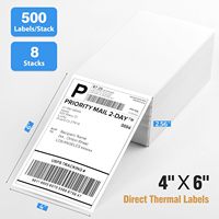 Vente en gros de 500 étiquettes d'expédition thermiques 4"x6" imperméables, imprimante d'étiquettes thermiques portable avec autocollants pour expédition UPS FedEx