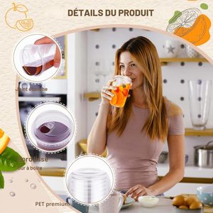 Vasos Desechables Transparentes de Diseño Ecológico y de Lujo, Hechos con Material PET, con Tapa, Multiusos, para Bebidas Frías, para el Hogar y Comercios - Product Image 5