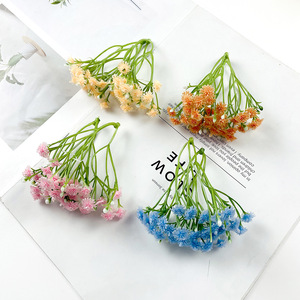 Fleurs artificielles de gypsophile 9 cm en caoutchouc souple, matériau artisanal pour décorations de mariage, épingles à cheveux, bouquets - Product Image 1