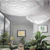Plafond en tissu texturé français, éléments ondulés en papier, effet vent, cercle, Tyvek, fibre de verre