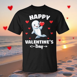 Camiseta con diseño de ballena Beluga para el Día de San Valentín, diseño de corazones para amantes de los animales - Product Image 3
