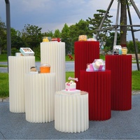 Support de présentation cylindrique pliable en papier, socle plissé pour table de desserts, pour la décoration de gâteaux et de fleurs de mariage