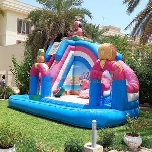 Tobogán acuático inflable de flamenco para niños con piscina de chapoteo, castillo inflable comercial combinado para juegos al aire libre. - Product Image 2
