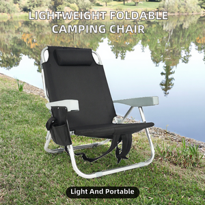Lightweight <b>Metal</b> Modern Foldable Portable Storage Pouch Collapsible Outdoor Camping <b>Folding</b> <b>Chair</b> Easy Carry- Tailgate Fishing - Product Image 2