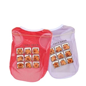 Gilet pour animaux de compagnie imprimé capybara, vêtements d'été en maille respirante pour chiens et chats, jaune, violet, bleu - Product Image 5