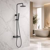 Système de douche chromé diamant avec jets de corps ensemble combiné de douche à effet pluie avec robinets à vanne thermostatique accessoires de mélangeur de salle de bain