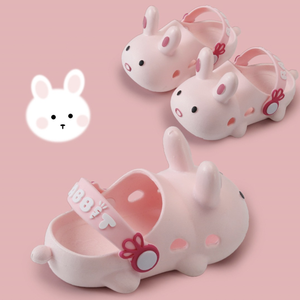 Sandales d'été pour enfants, mules bébé garçons filles, sandales bébé lapin dessin animé, talons plats, pantoufles dessin animé unies, chaussures de jardin pour enfants - Product Image 4