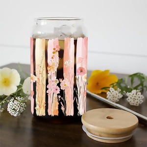 Vasos de Vidrio de 16 oz, Diseño Bosque Curativo, Decoración Floral para Momentos Relajantes, Envolturas para Vasos con Diseño Navideño, Adhesivos de Transferencia Térmica DTF - Product Image 4