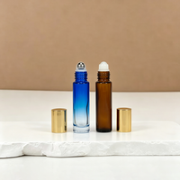 Flacon roll-on en verre bleu cobalt vide avec bille en acier inoxydable pour huiles essentielles, flacons rechargeables anti-fuite en gros
