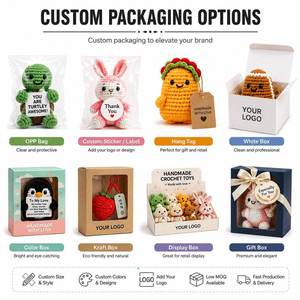 Custom Yarn Crochet Toast <b>Doll</b> Toy with Wooden Stand <b>Personalized</b> Message Card Cute Desktop Ornament Promotional Gift - Product Image 3