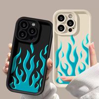 Coques de téléphone antichoc à effet flamme bleue pour iPhone 17 Air 16 15 Plus Pro Max 14 13 12 11 X – Housse de protection personnalisable avec image et logo