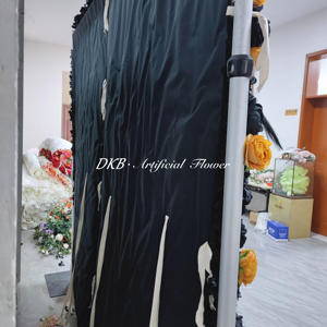 DKB personnalisé 8ft x 8ft Real Touch fleur mur noir jaune soie artificielle Rose suspendu avec fermeture éclair décoration de mariage 8x8 - Product Image 4