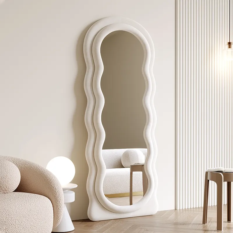 Haus Wandspiegel modern Schlafzimmer niedlicher nordischer Spiegel Wohnzimmer gewellte Dekoration Chambre Heimdekoration Spiegel