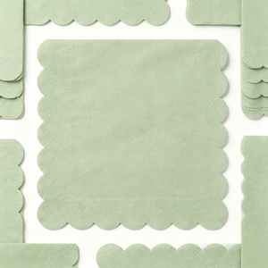 Serviettes en papier festonnées vert sauge, 2 plis, jetables, pour mariage, anniversaire, cocktail, fête, baby shower - Product Image 5