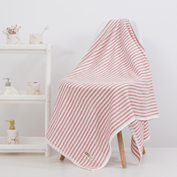 Serviette de bain en fibre de bambou à rayures, sans peluches, drap de bain doux pour la peau, serviette de plage très absorbante