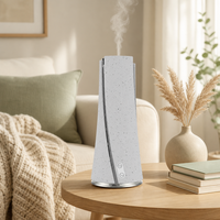 Diffuseur de parfum en résine à texture pierre, 100 ml, rechargeable 6000 mAh, autonomie 12h, pour 200-300 m³, sans fil, 7 niveaux, 3 minuteurs, de bureau, OEM, blanc