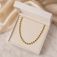 Collier chaîne tendance en pierres vertes, plaqué or 18 carats, en acier inoxydable, prêt à expédier, vente en gros, Tendencia 2026