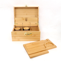 Boîtes de rangement personnalisées Boîtes de rangement en bambou et herbes aromatiques avec plateau roulant Contenants de rangement pour accessoires pour fumeurs