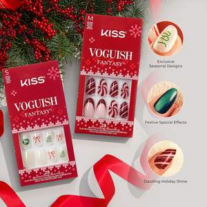 Uñas Postizas KISS <span class=keywords><strong>Fantasy</strong></span> Holiday, Forma Almendrada, Color Rojo Carol You, Mediano, Sin Daño, Uñas Naturales, Acrílico Rosa (2g), Mini Lima de Uñas, Manicura - Product Image 4