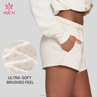 Shorts de détente amples à pois en molleton 100 % coton respirant, personnalisables avec logo ODM HUCAI pour femme