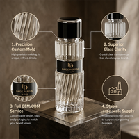 Flacon de parfum vide de luxe personnalisé, en verre cylindrique en spirale, 50 ml, 100 ml, avec bouchon en plastique noir et argenté
