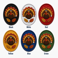 Écusson brodé 3D personnalisé, motif dinde de Thanksgiving et feuille d'automne, pour veste, sac, décoration festive