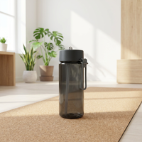 Bouteille d'eau en plastique personnalisable avec logo, 750 ml, facile à transporter avec poignée et paille intégrée, idéale pour la rentrée scolaire, le sport et la gym