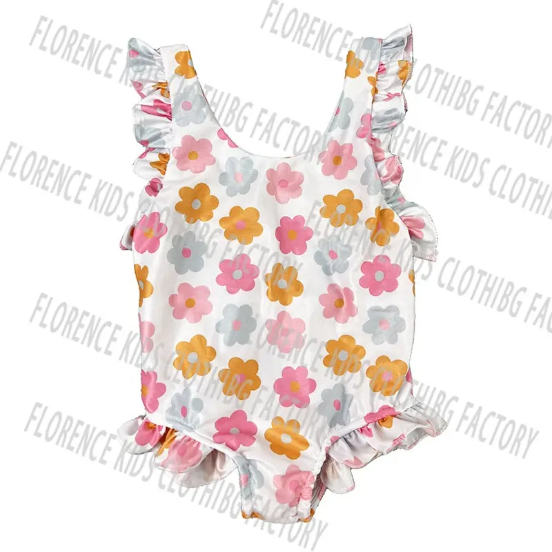 DH ODM verano dulce flor bebé sin espalda ropa de playa traje de baño de una pieza traje de baño para niñas pequeñas