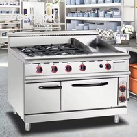 Cuisinière à gaz multifonctionnelle 4 brûleurs avec plaque de cuisson et four, équipement de restauration, modèle 2026, en promotion