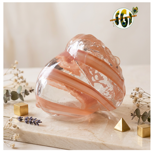 Escultura de Arte en Vidrio Soplado a Mano, Pieza Decorativa Abstracta con Rayas Rosas para Navidad y Año Nuevo Chino - Product Image 2