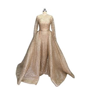 Abito da sera Ruolai EV99 con gonna staccabile in tessuto glitterato lucido, <span class=keywords><strong>maniche</strong></span> <span class=keywords><strong>lunghe</strong></span> in stile arabo. - Product Image 1