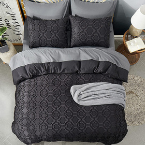 Aoyatex ngắt ba mảnh bộ đồ giường thiết lập màu rắn Duvet cover <span class=keywords><strong>Set</strong></span> tinh khiết cotton Kết cấu vải - Product Image 5