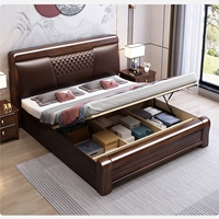 Lit en bois massif en bois de santal doré violet, taille king, chambre principale, style moderne simple, lit double, style chinois, meubles de chambre à coucher avec rangement