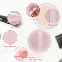 Houppettes de maquillage roses en coton, houppettes rondes pour poudre, houppettes en velours pour poudre libre, lavables