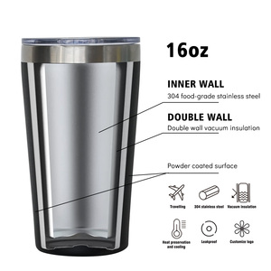SilverJet Stainless Steel Tumbler 16 Oz Double Wall Vacuum Insulated Spill Proof Travel Mug Custom Logo Portable Eco Friendly - Product Image 5