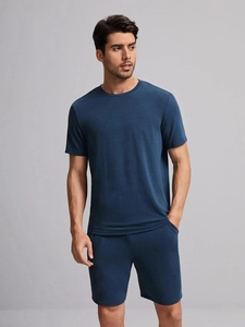 Wholesale Custom Cozy Soft <strong>Men</strong> Pajamas Set Short Sleeve <strong>Mens</strong> Loungewear Sleepwear T-shirt Tee <strong>Pyjamas</strong> - Product Image 2