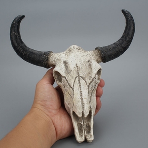 Taureau vache crâne tête taureau résine artisanat <span class=keywords><strong>Bison</strong></span> squelette tête tête d'animal tenture murale Statues pour la décoration d'halloween - Product Image 3
