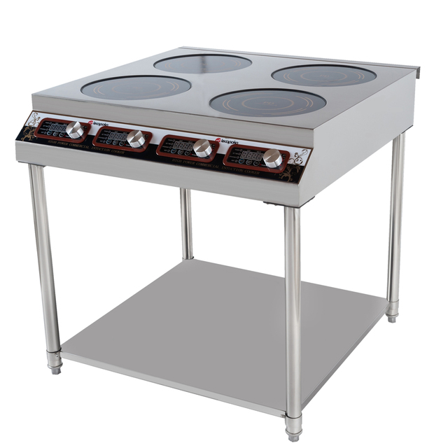 Induction Cooker 3.5kw 3500w Stainless Steel 4 Burners 4 Digital LED Display Water-Cooled Exhaust Temperature Control Timer