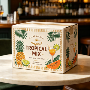 Boîte à cocktails tropicaux personnalisée, esthétique, imprimée en offset, livraison express 72H, emballage en carton recyclable pour fêtes - Product Image 3